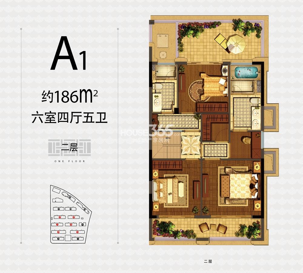 融信杭州公馆3,4,6—9号楼a1户型186方六室四厅五卫一