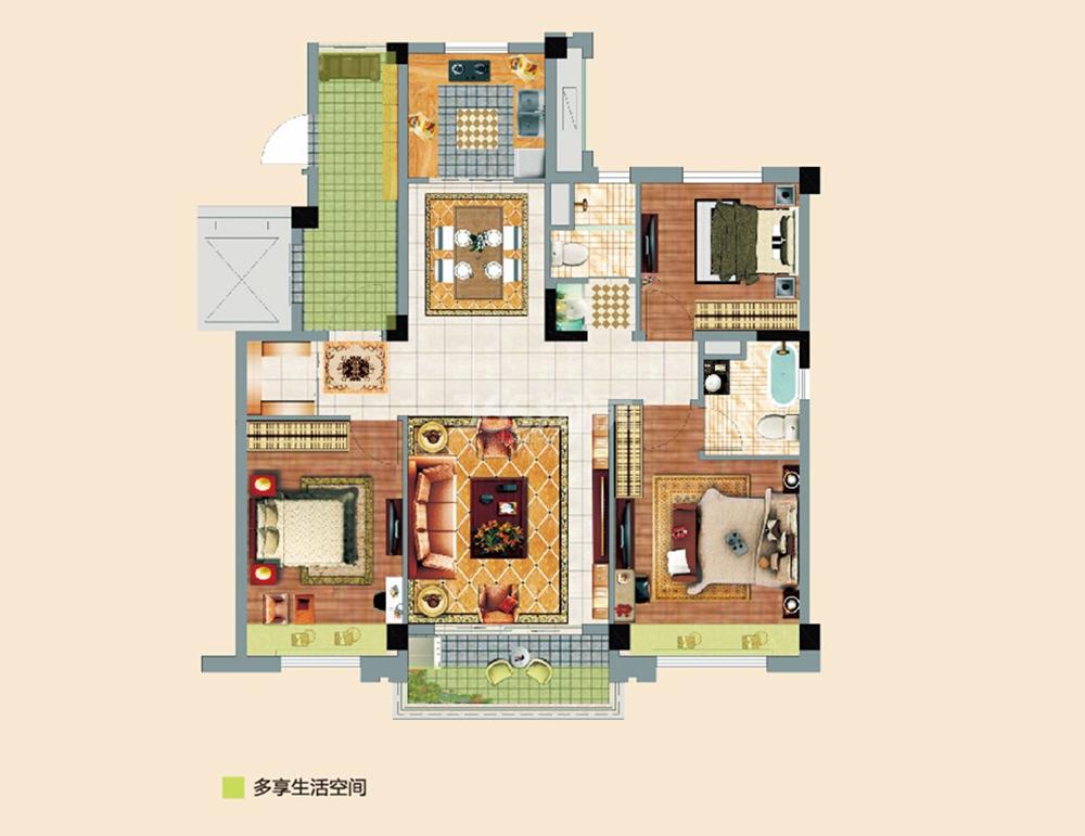 南京碧桂园建筑面积115㎡美居户型图