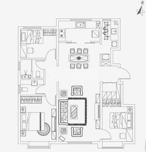 低密度多层标准层 115㎡ 3室2厅2卫